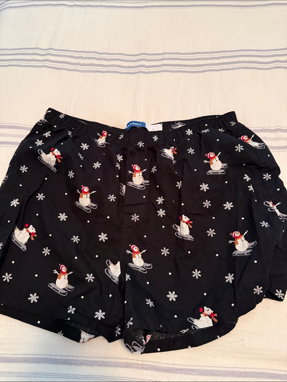 Old Navy Black Snowman Print Kids Boxer Shorts